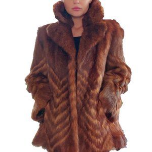 Winter Fur Coat Auburn/ Red crystal Goat fur.